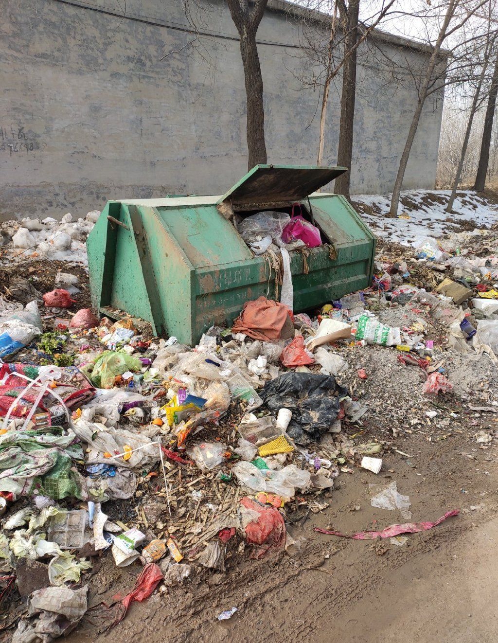 不是农村自己不自觉的是这垃圾没有人管啊设置垃圾箱但是没有人清理